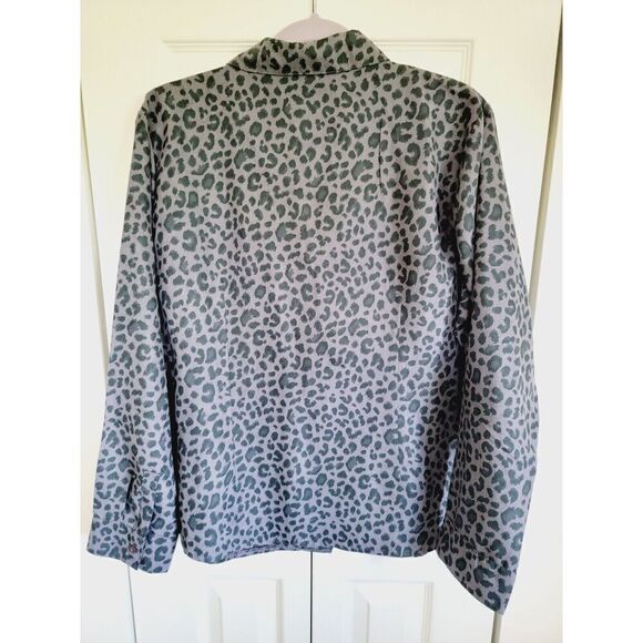 Lemon Grass XL Zip Front Jacket Vintage Gray Black Animal Print‎ Plear Front - Picture 2 of 7